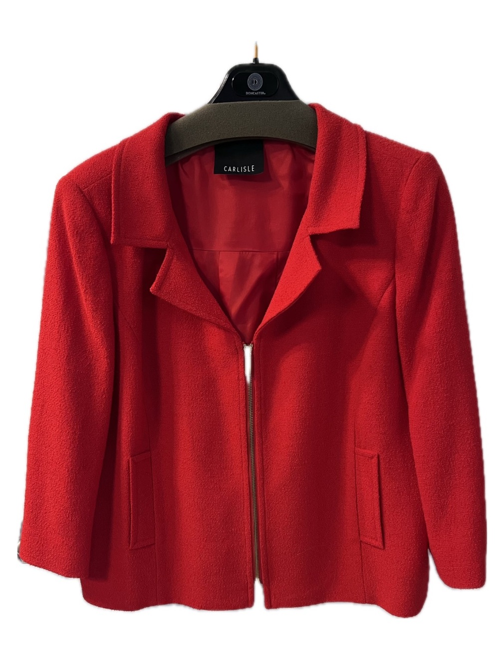 Carlisle Vibrant Red Zip-Front Blazer Jacket